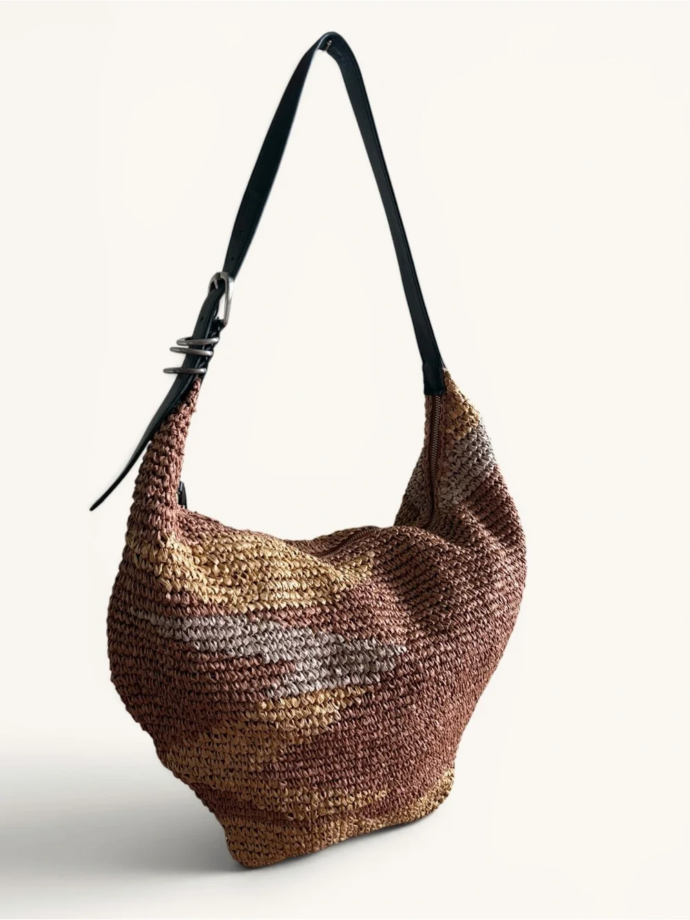 Free People Woven Hobo Bag in Brown, Tan, Cream
